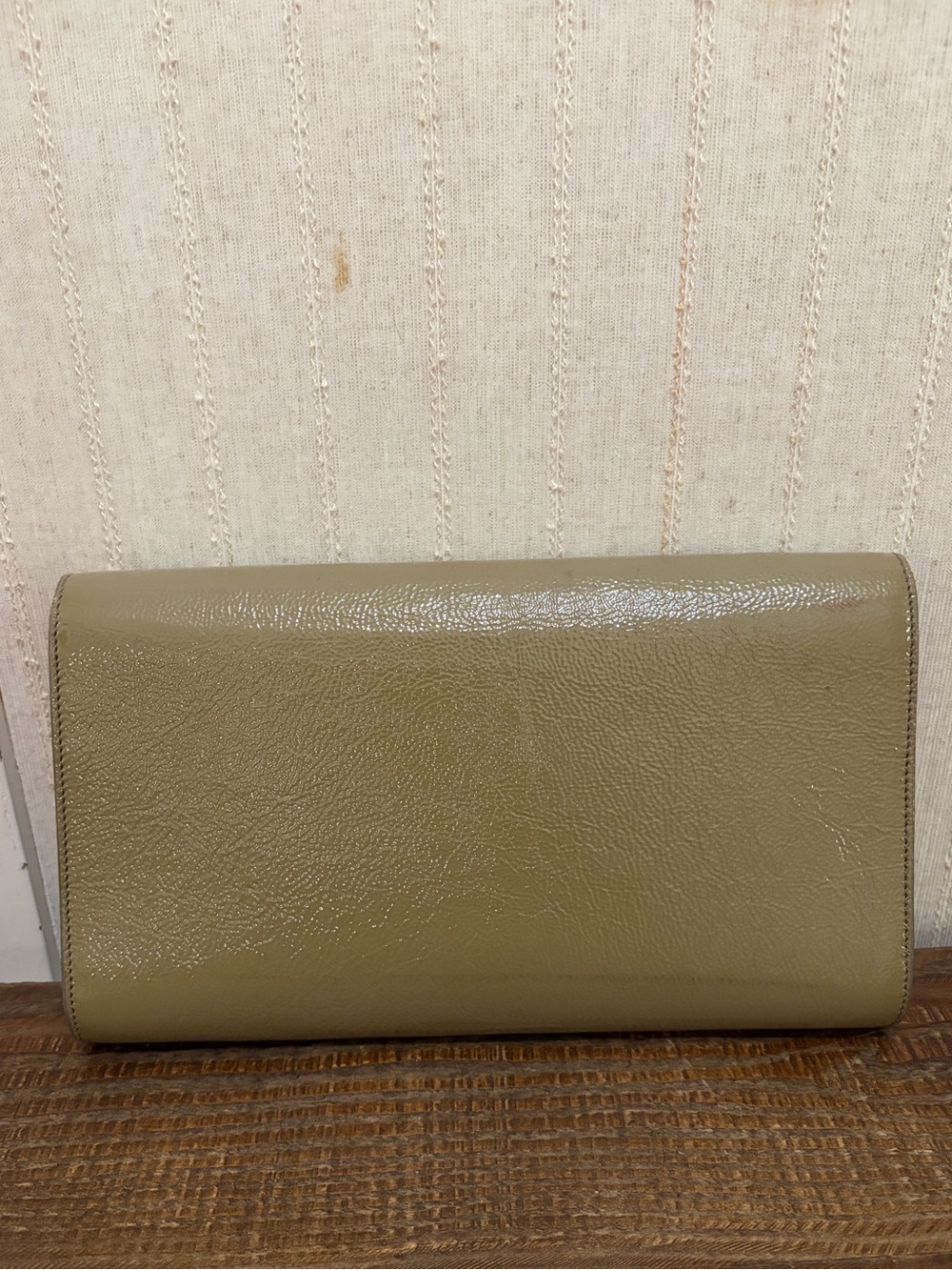 YSL Belle De Jour Light Olive Leather Clutch - Picture 2 of 5